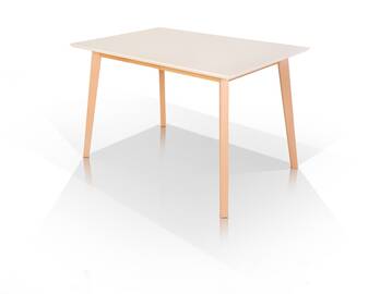 VINCENT Esstisch, Material Massivholz 120 x 80 cm | Buche/weiss