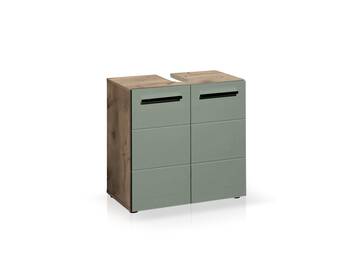 VALENCE Waschbeckenunterschrank, Material Dekorspanplatte, Eiche Nachbildung/schilfgrün
