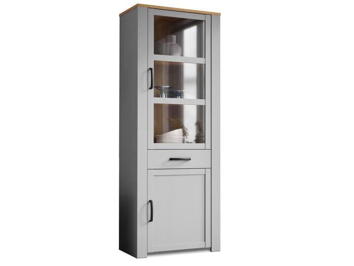BRISCO Vitrine, Material Dekorspanplatte, eichefarbig/grau
