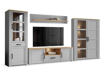 BRISCO Wohnwand, Material Dekorspanplatte, eichefarbig/grau