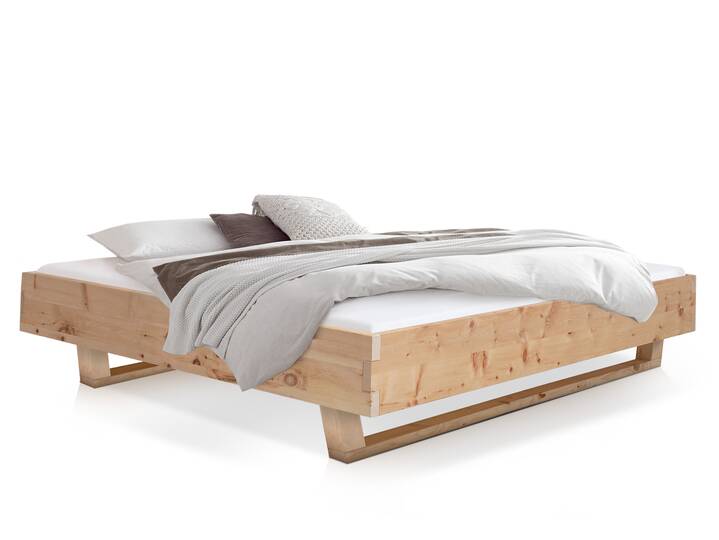ZARUBA Holz-Kufenbett aus Zirbe, Material Massivholz, ohne Kopfteil 120 x 200 cm