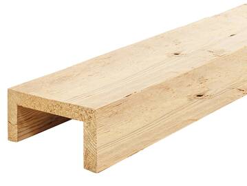 U-Balken / Zierbalken gebürstet, Zirbe natur, Material Massivholz