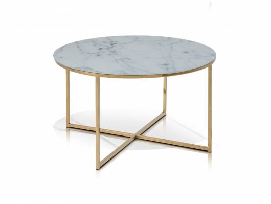 Aminda Couchtisch Material Stahlglas Rund 80 Cm Glasplatte Mit