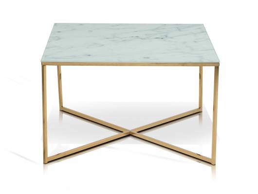 Aminda Couchtisch 80x80 Cm Glasplatte Mit Marmorprintgold