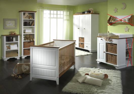 LEVINA Wickelkommode Kommode fürs BABYZIMMER Kinderzimmer Dekor Pinie Weiß