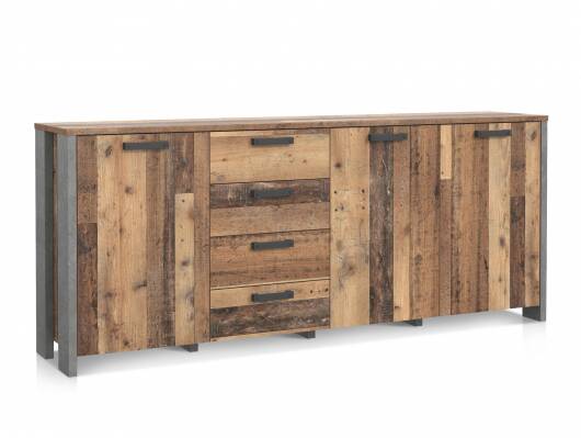 CASSIA Sideboard groß, Material Dekorspanplatte, Old Wood Vintage/betonfarbig