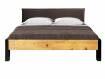 CURBY Bett Metallfuß, mit Polsterkopfteil, Material Massivholz, rustikale Altholzoptik, Fichte