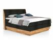 MAILO Boxspringbett mit Bettkasten, Material Massivholz Eiche/ Bezug Stoff in 2 Farben