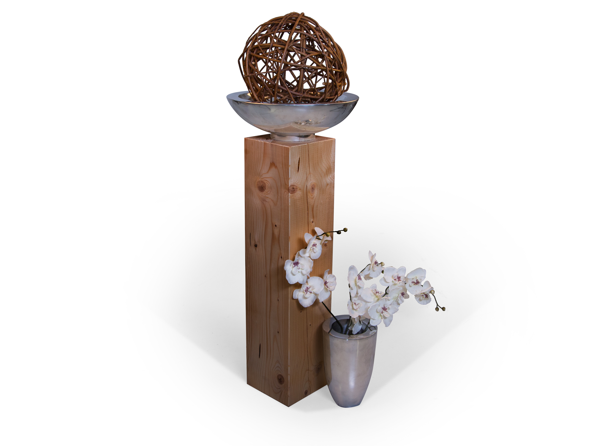Blumensäule / Dekosäule, Material Massivholz, Fichte massiv eichefarbig