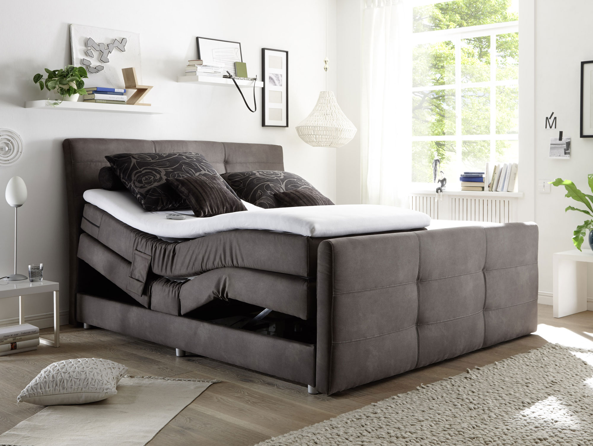 infant boxspringbett elektrisch verstellbar 180x200 cm kunstleder grau infant boxspringbett elektrisch verstellbar 180x200 cm kunstleder grau