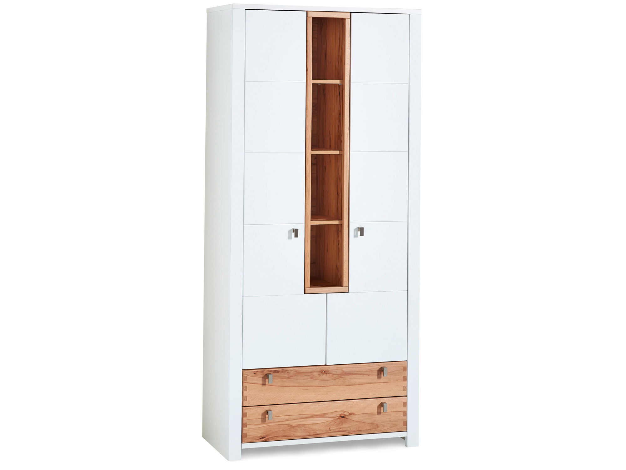 SEVINO Schuhschrank hoch, Material MDF, weiss/Wildbuche massiv