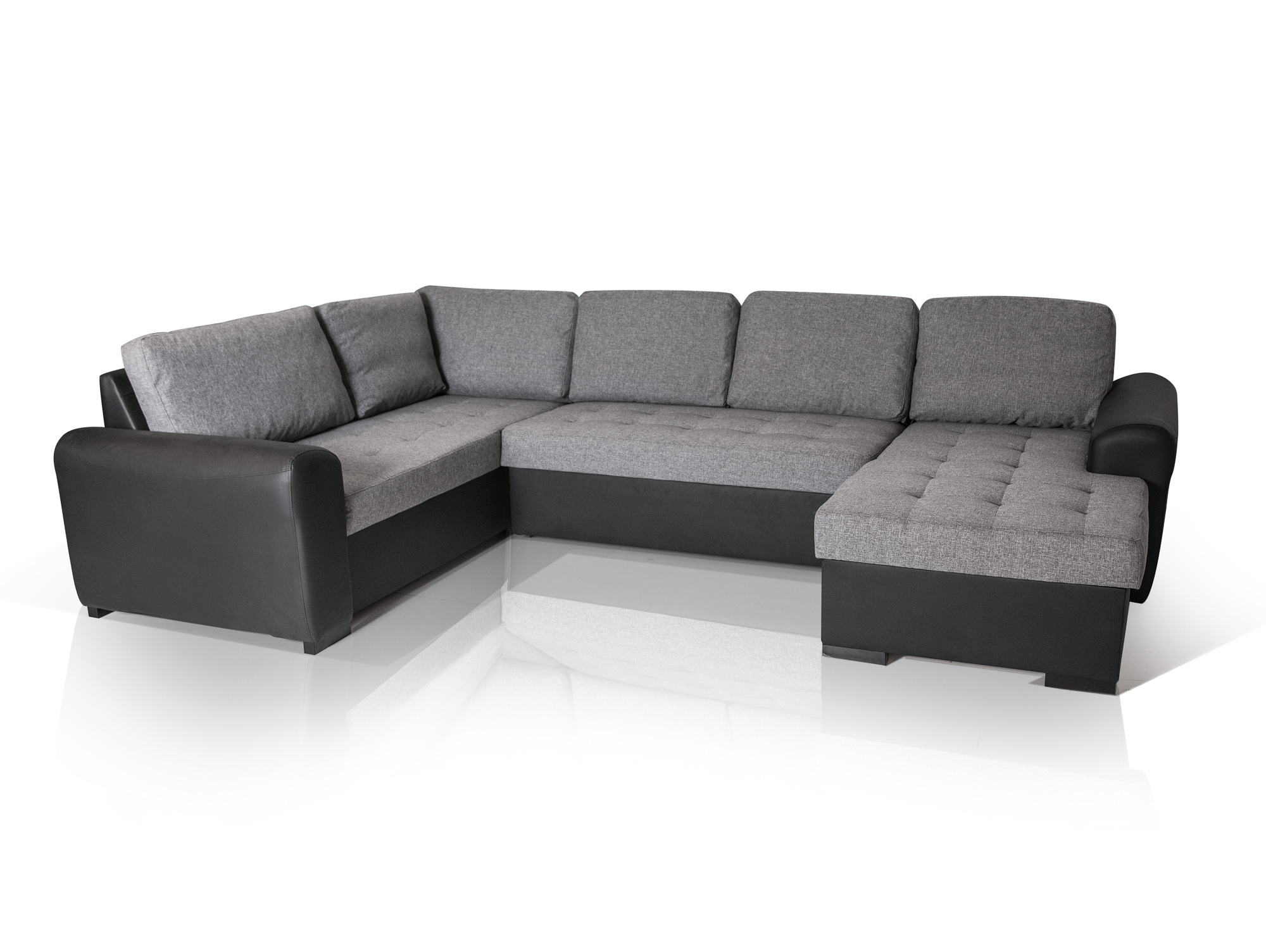 Montego Sofalandschaft Stoff Graukunstleder Schwarz