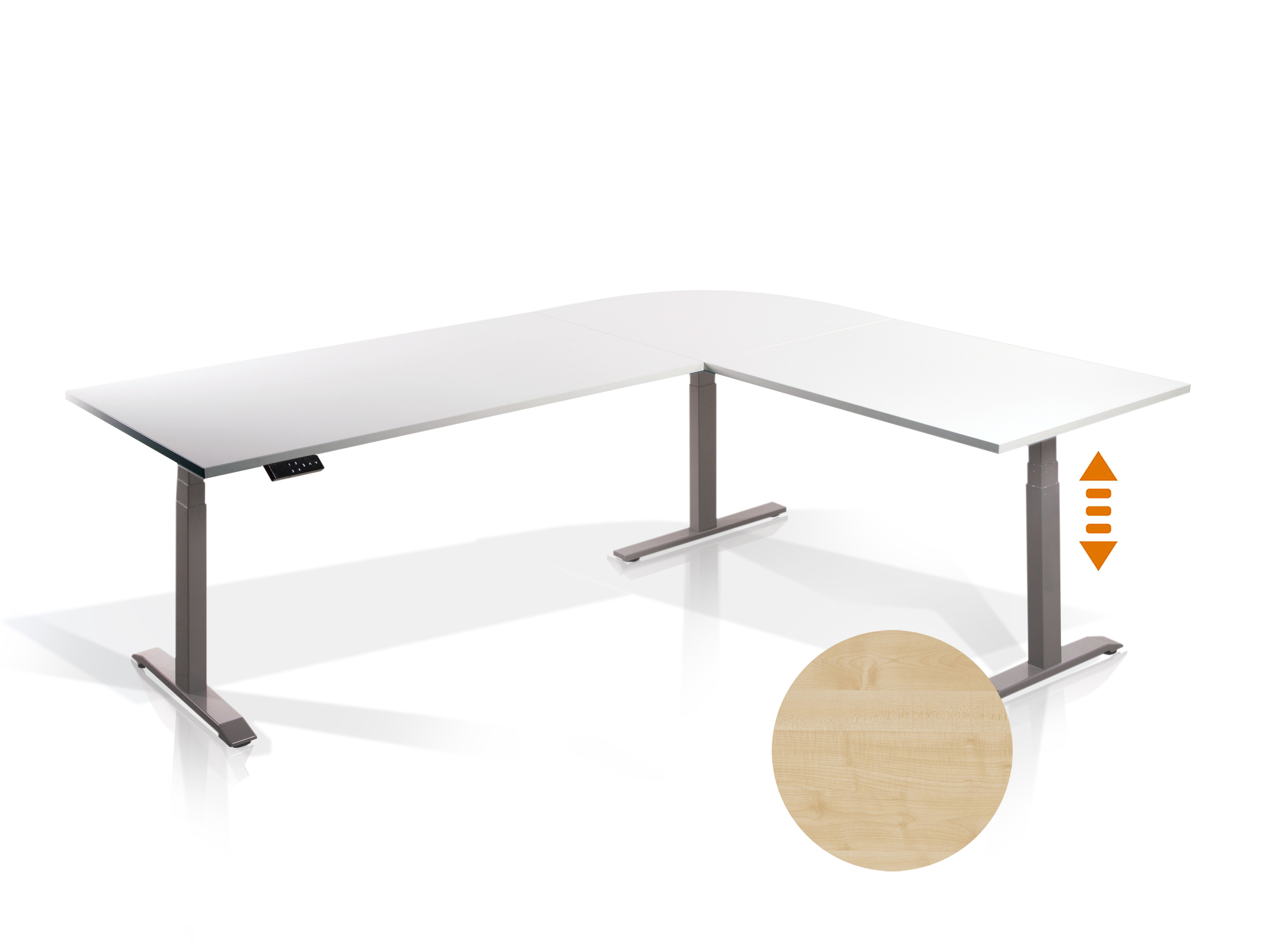 Office One Elektrisch Hohenverstellbarer Eckschreibtisch Mit Memory Funktion Dekorspanplatte Ahornfarbig