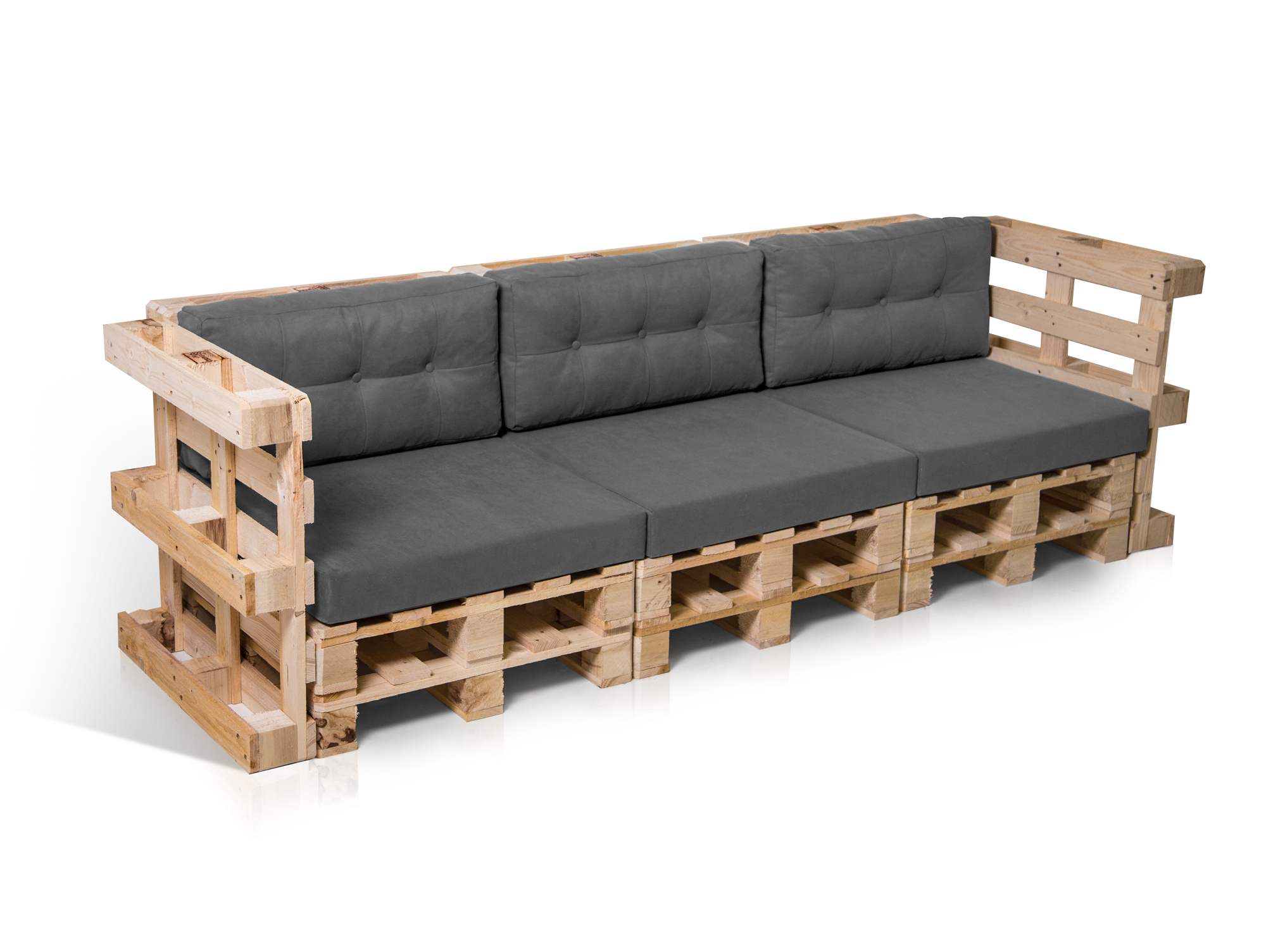 PALETTI 3Sitzer Sofa aus Paletten natur