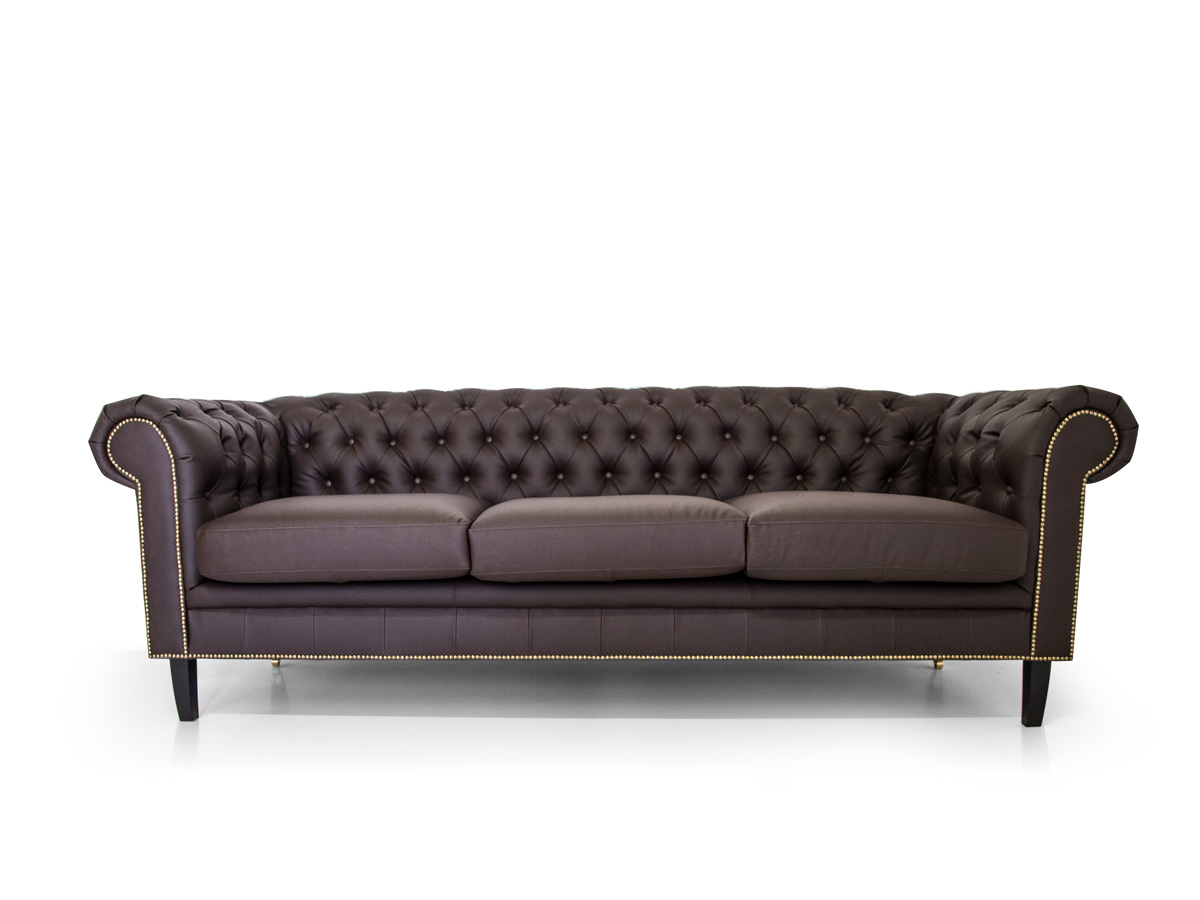 CHESTERFIELD 3-Sitzer Sofa Santos Kunstleder braun