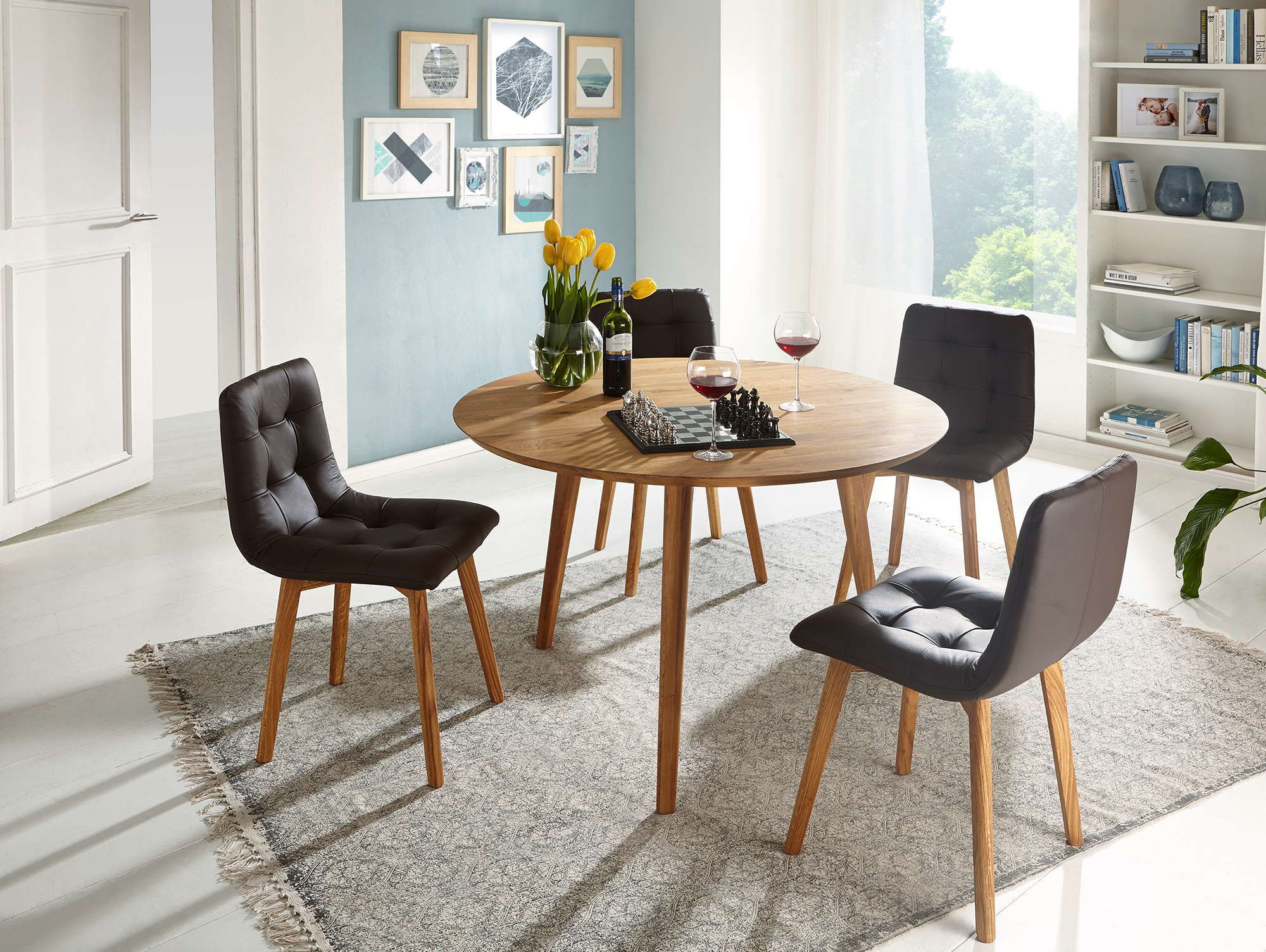ADENA Esstisch rund, 120 cm, Massivholz geölt Kernbuche