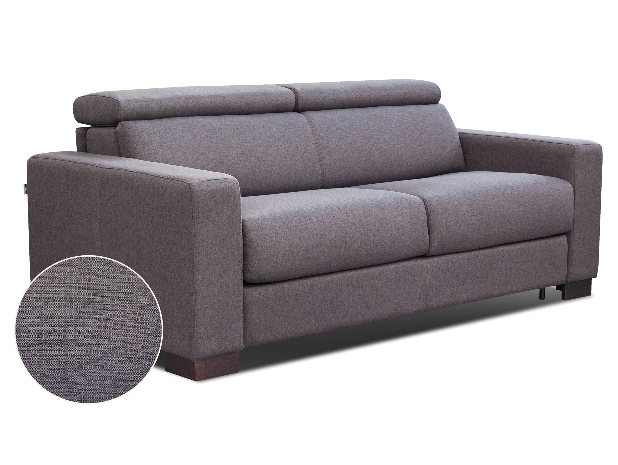 Kimon Schlafsofa Mit Vollwertiger Matratze Material Stoff Flachgewebe Grau Braun