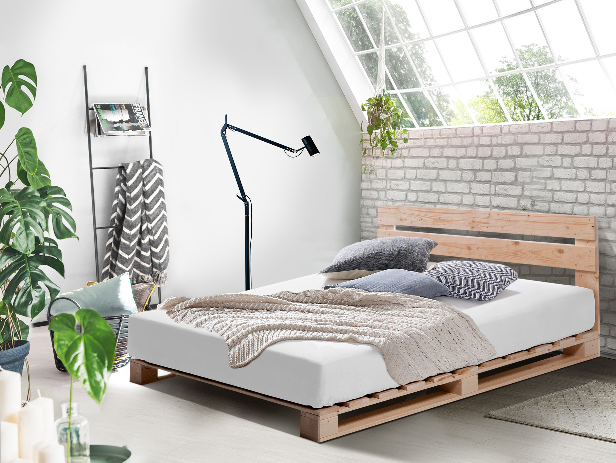 DHOME Kopfteil Im Palettenstil – Aus Recyceltem MDF-Holz, Graue Stacheln, 95 X 46 Cm, Inkl. Montagematerial