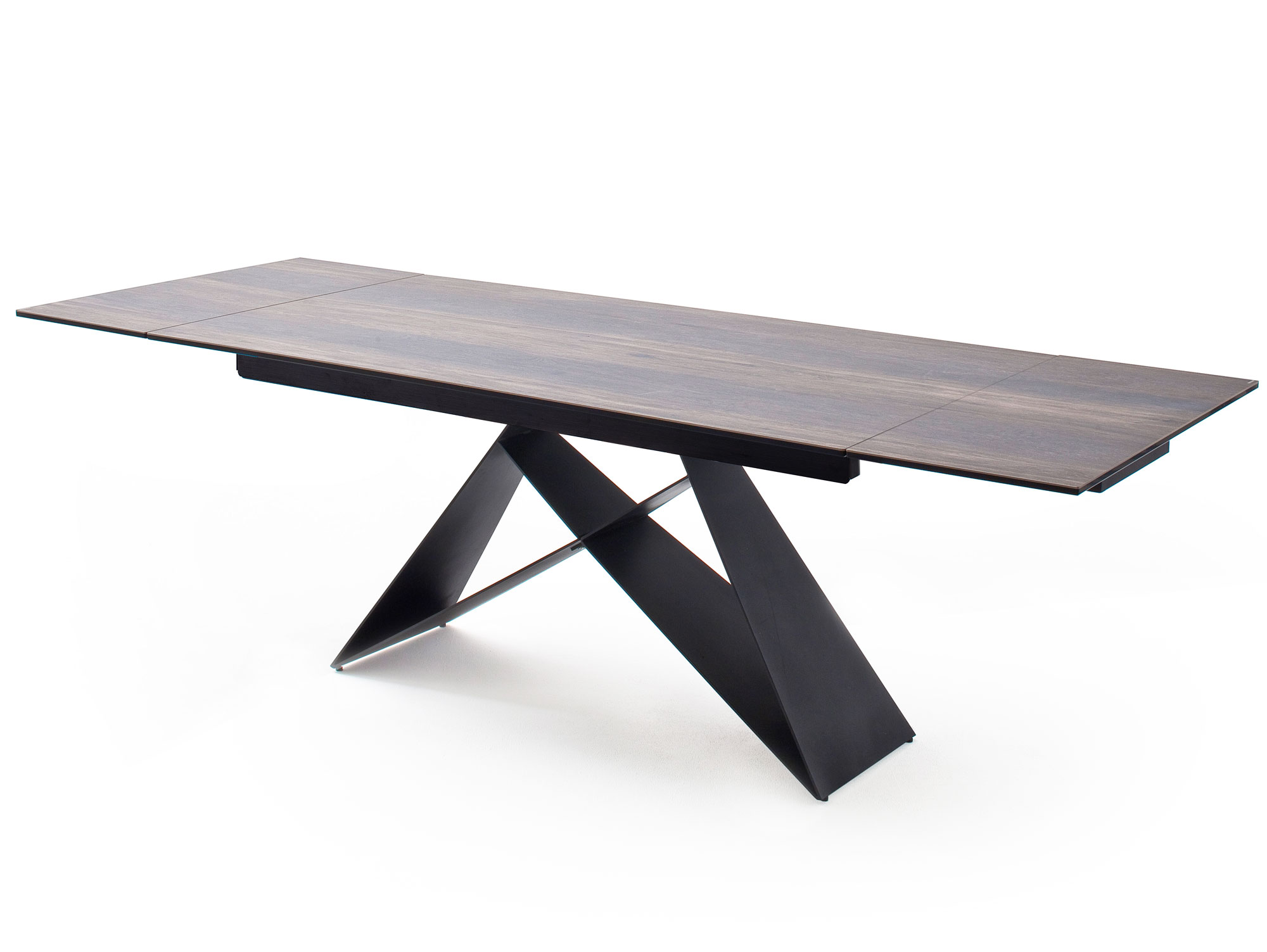 Kajan Esstisch 160 240x90 Cm Material Glas Metall Holzfarbig Schwarz Matt