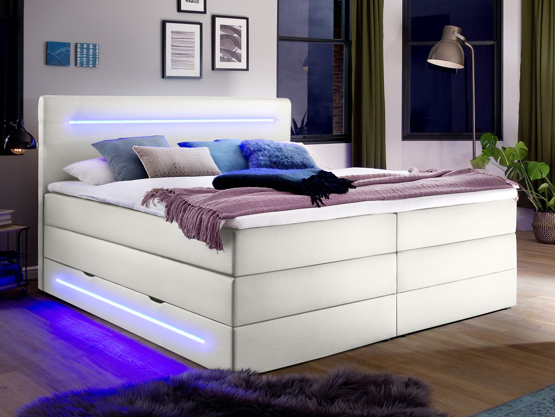 LONNI II Boxspringbett mit Bettkasten und integrierter LED-Beleuchtung