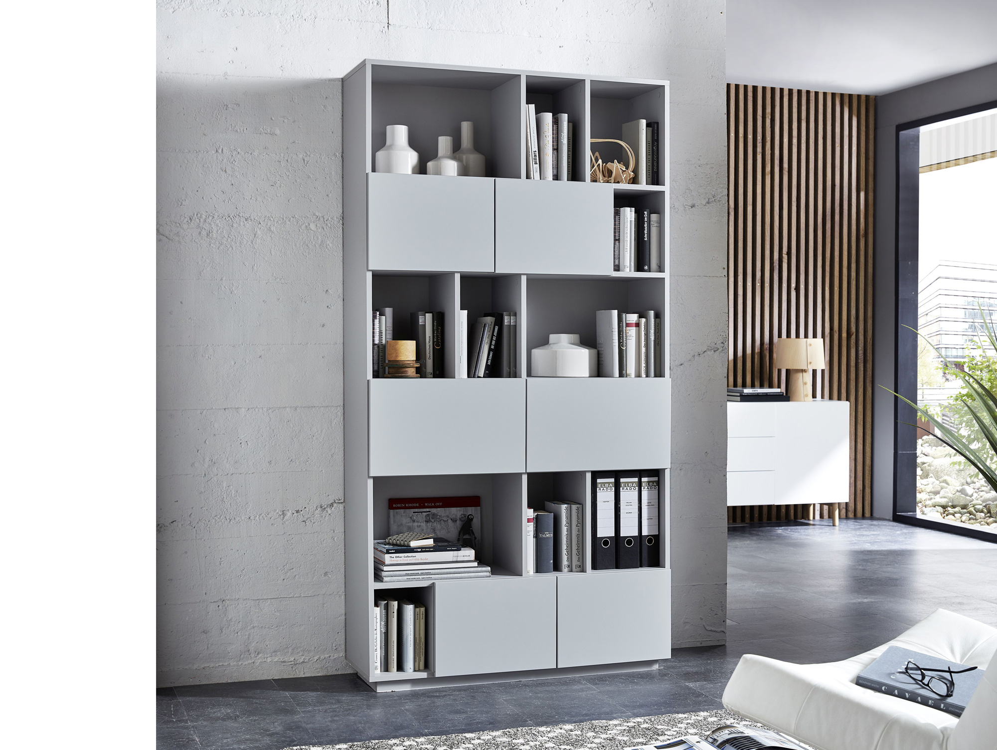 RAMIRO Regal/Raumteiler Breite 100 cm, Material MDF grau