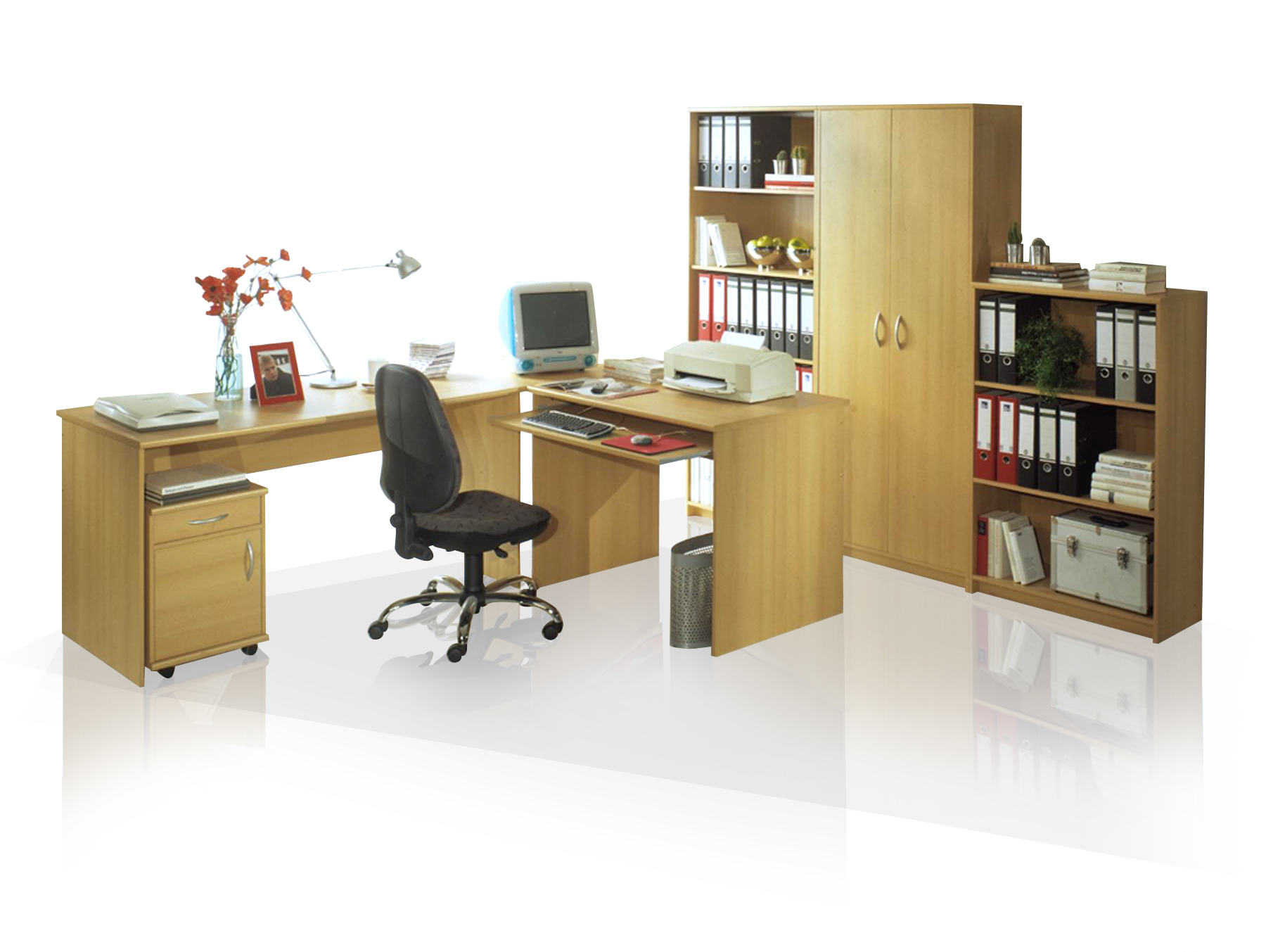 Office Compact Heimburo 5 Tlg Material Dekorspanplatte Buchefarbig