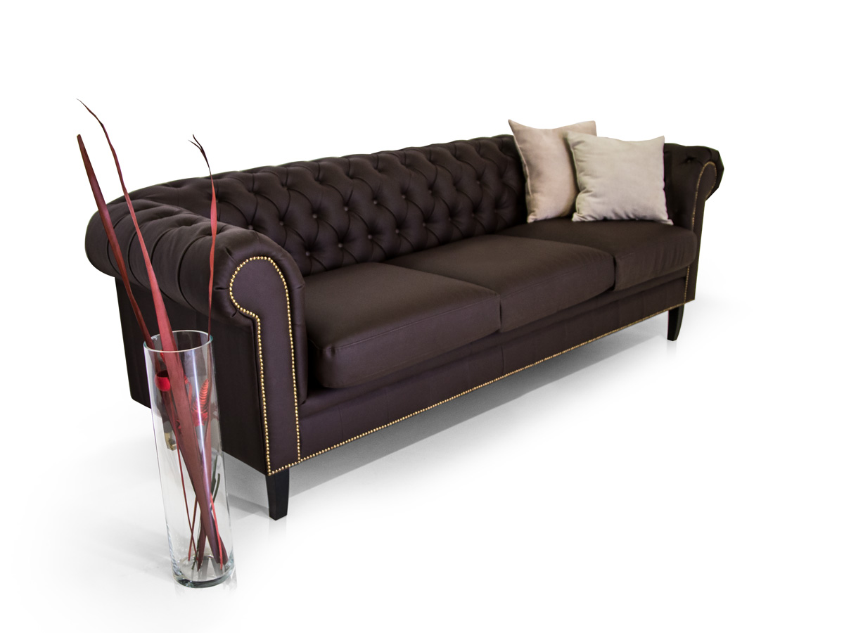 CHESTERFIELD 3-Sitzer Sofa Santos Kunstleder braun