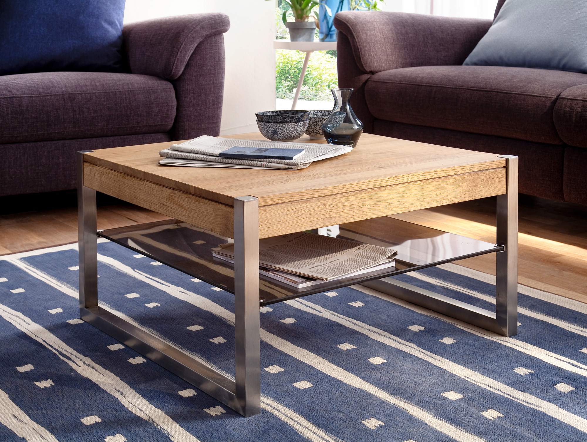 MANUEL Couchtisch Eiche massiv 65 x 65 cm