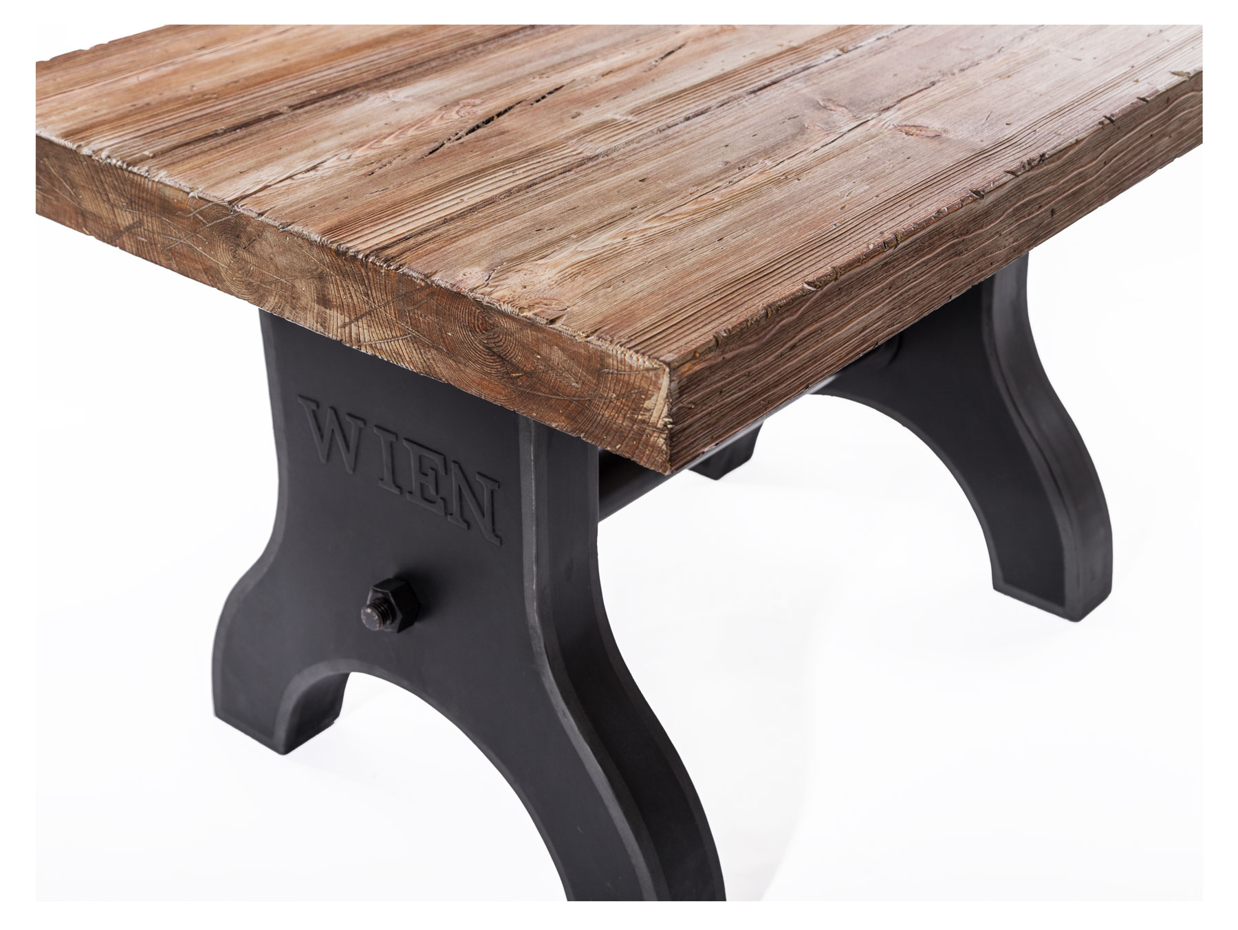 HADES Couchtisch Gestell Gusseisen Platte Massivholz
