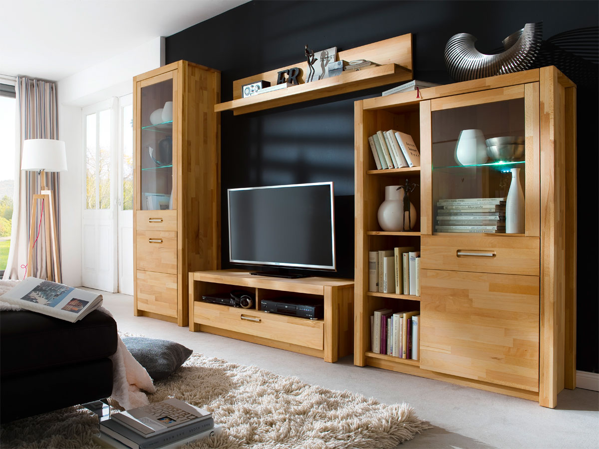 FANJA Highboard Massivholz Kernbuche
