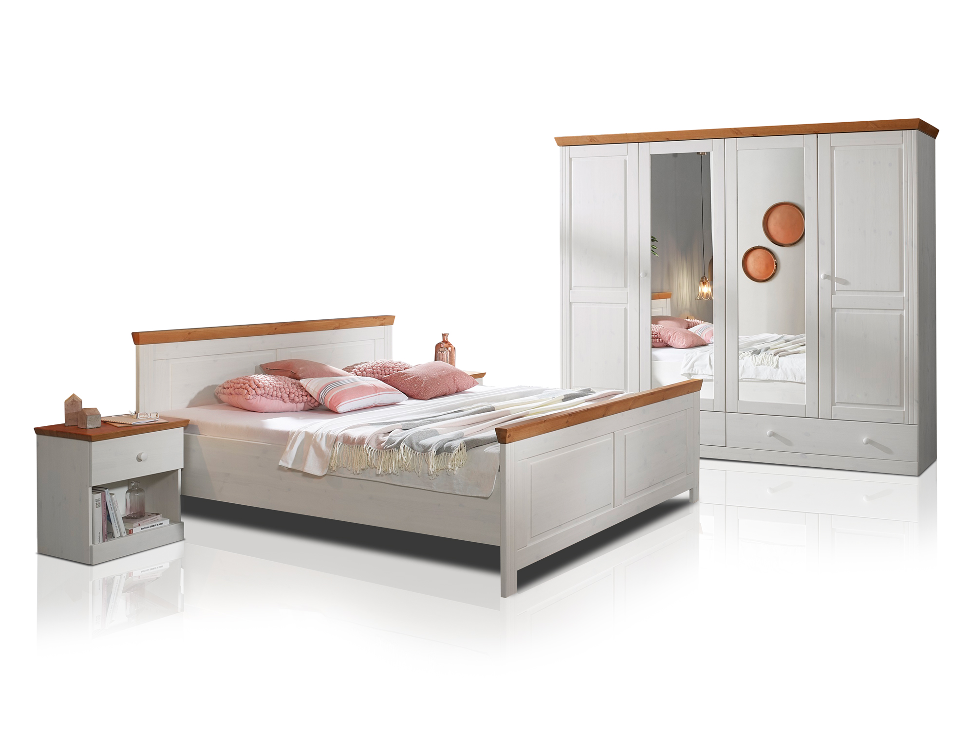 DOVER Schlafzimmer Kiefer weiß/honig DOVER Schlafzimmer Kiefer weiß/honig