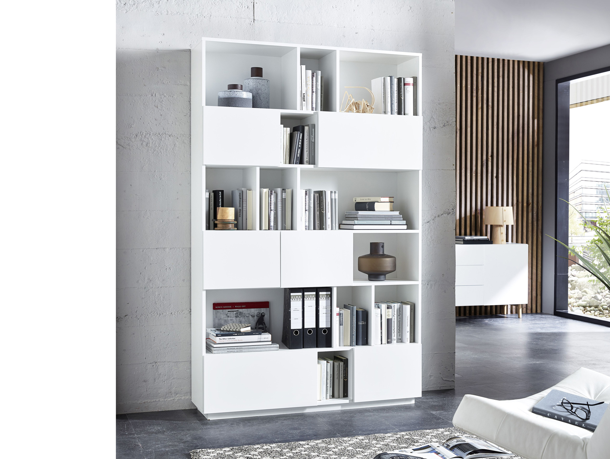 RAMIRO Regal / Raumteiler, Breite 120 cm, Material MDF weiss